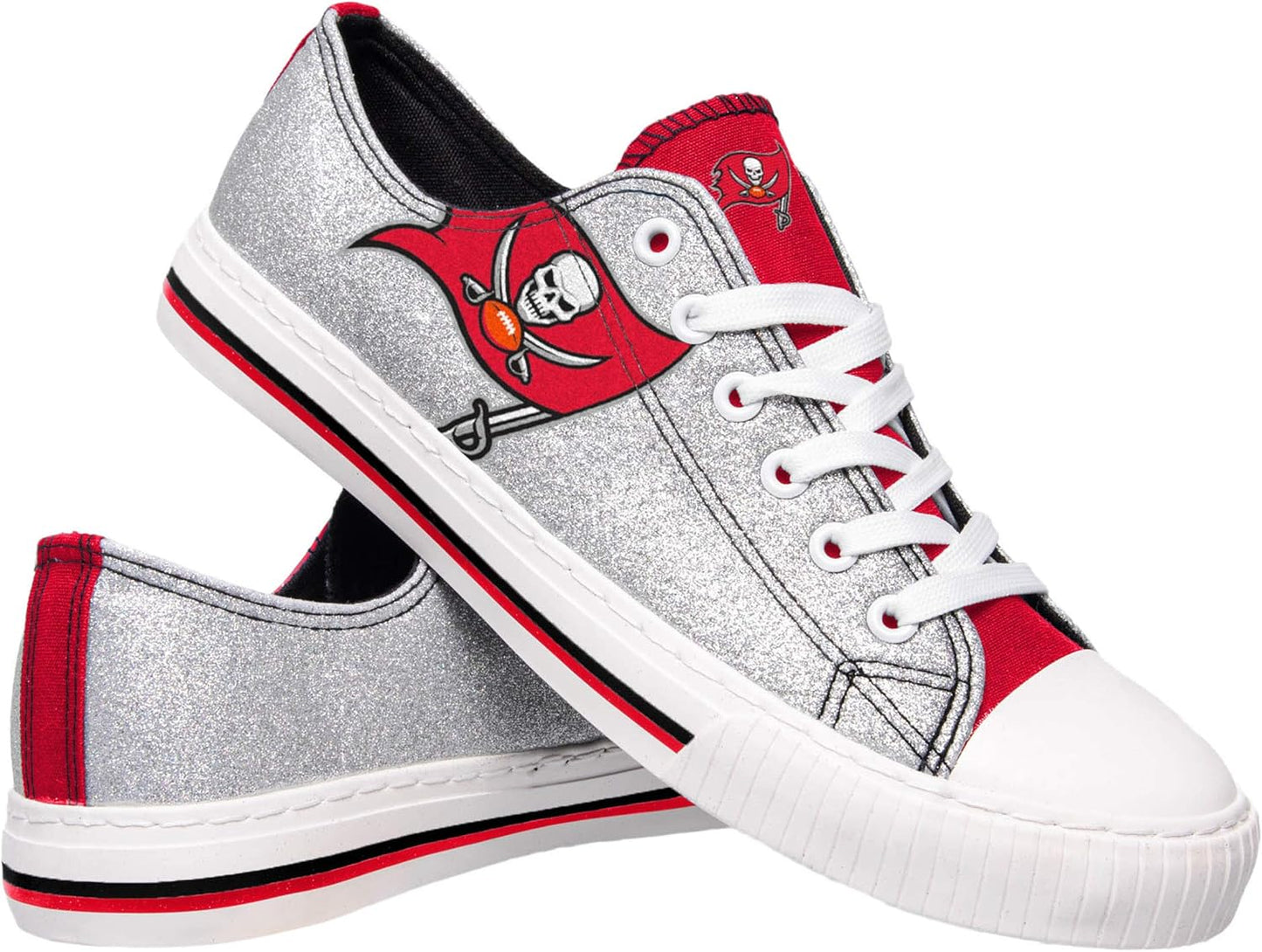 FOCO Women's NFL Team Logo Glitter Low Top Sneakers for Fans