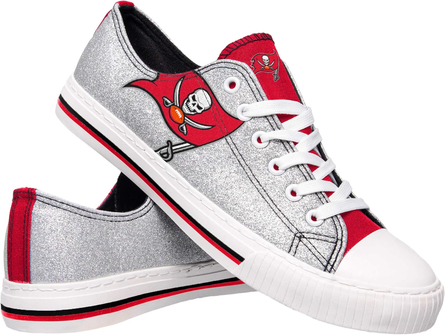 FOCO Women's NFL Team Logo Glitter Low Top Sneakers for Fans