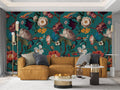 Floral Wall Mural Peel and Stick Wallpaper 148in x 98in - Vintage Dark