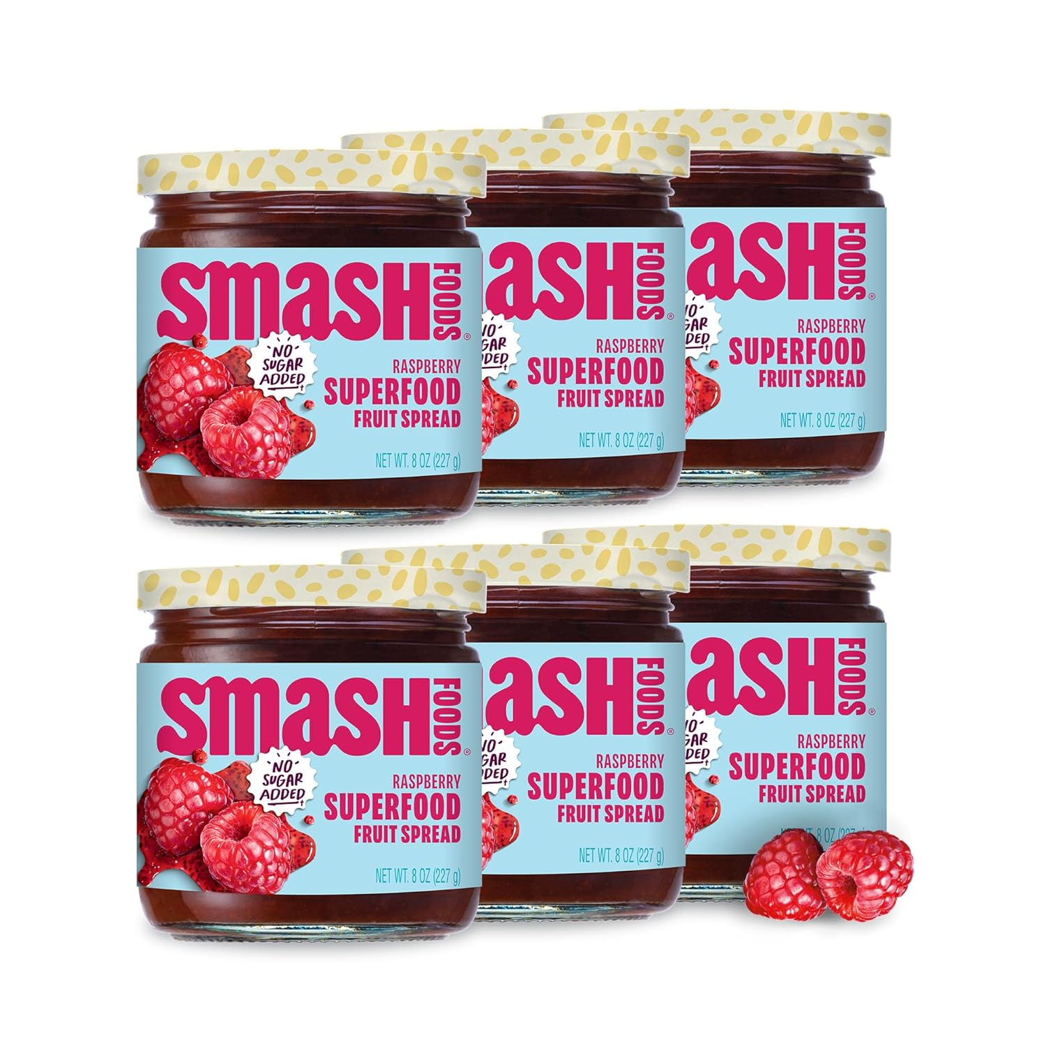 Smash Foods Raspberry Jam - Low-Calorie Keto Superfood Spread