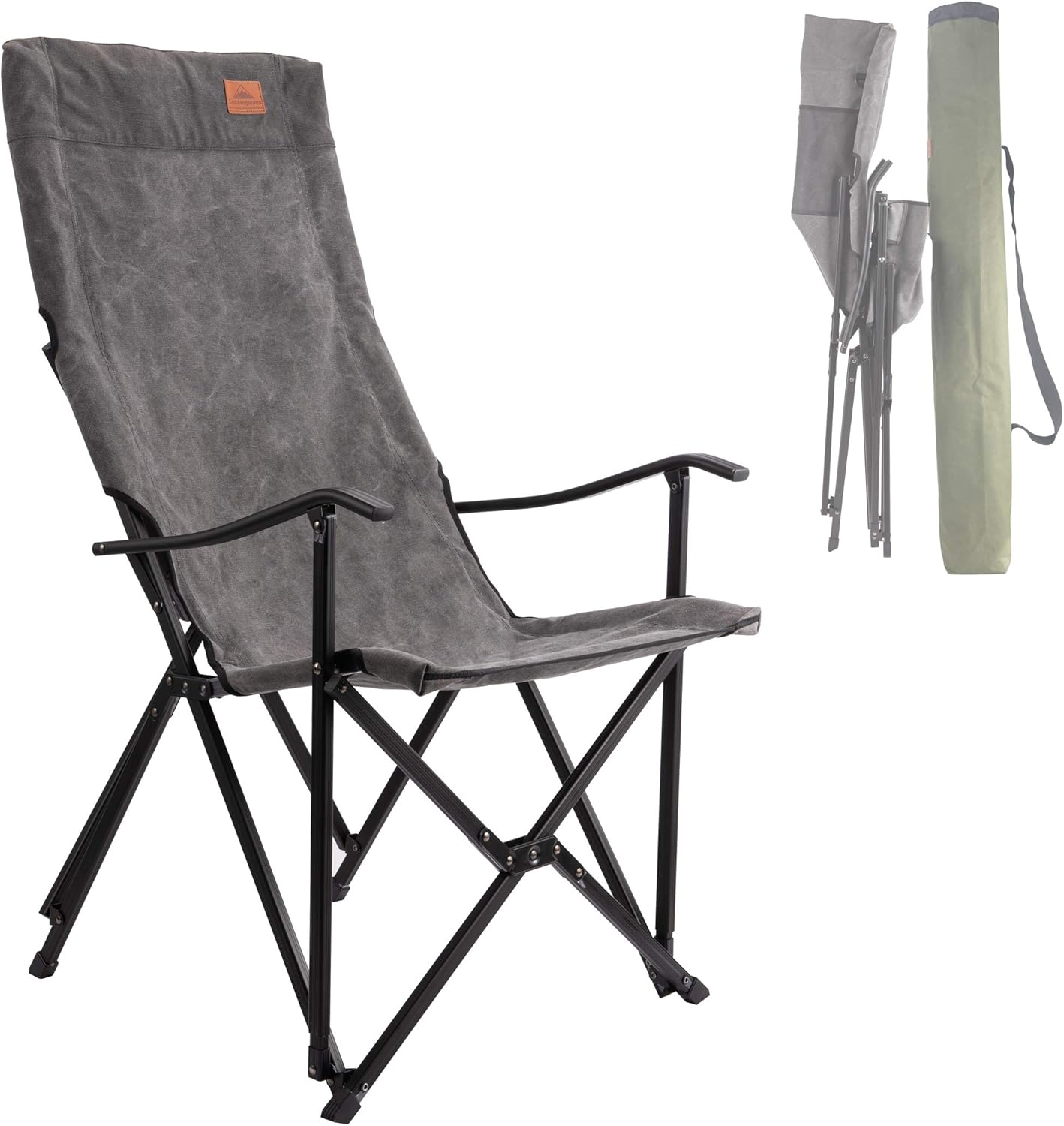 Comfortable High Back Camping Chair by Campingmoon - Gray Canvas
