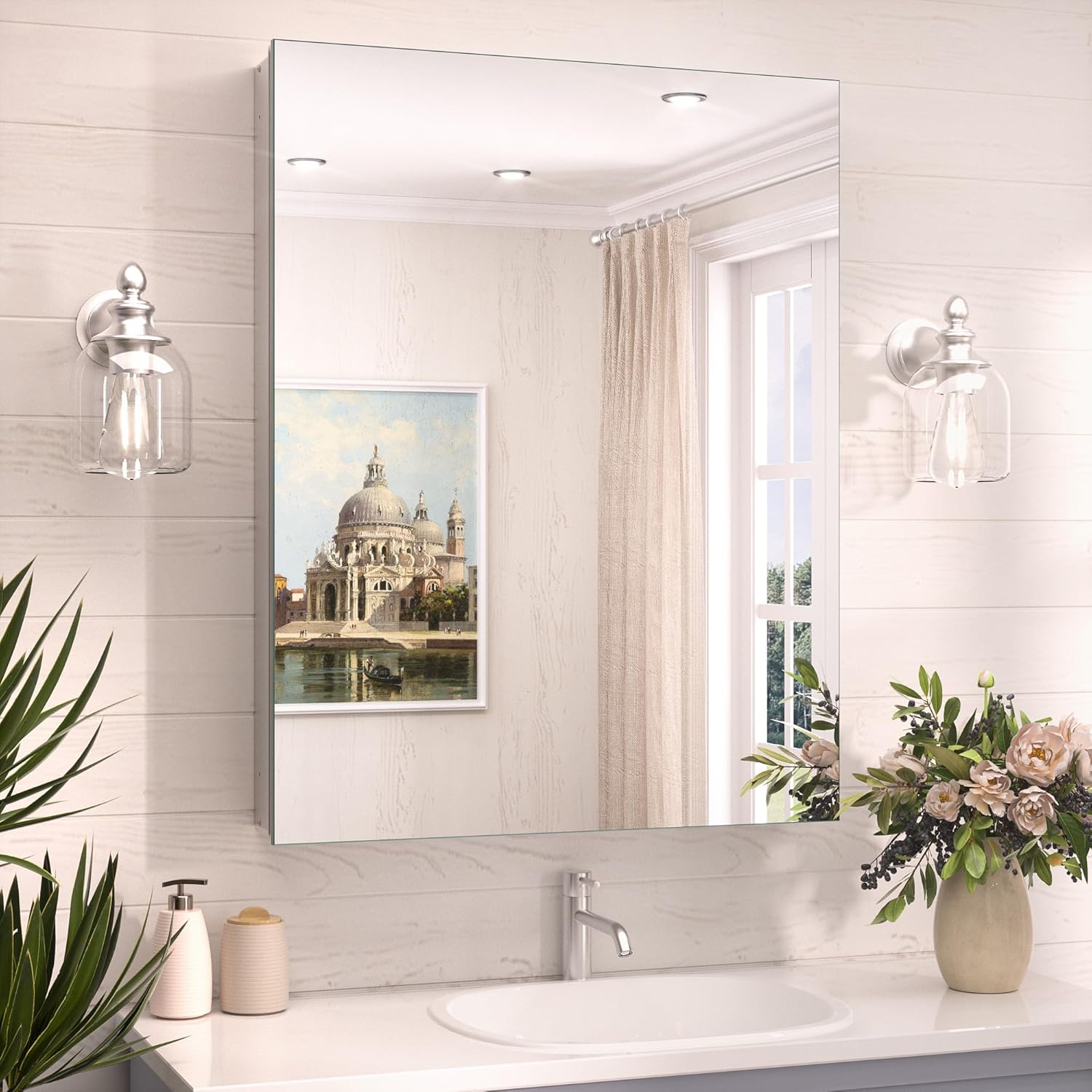 TokeShimi 24x32 Mirrored Medicine Cabinet for Modern Bathrooms
