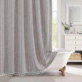 Boho Long Shower Curtain 72 x 78 - Farmhouse Linen-Blend Curtain