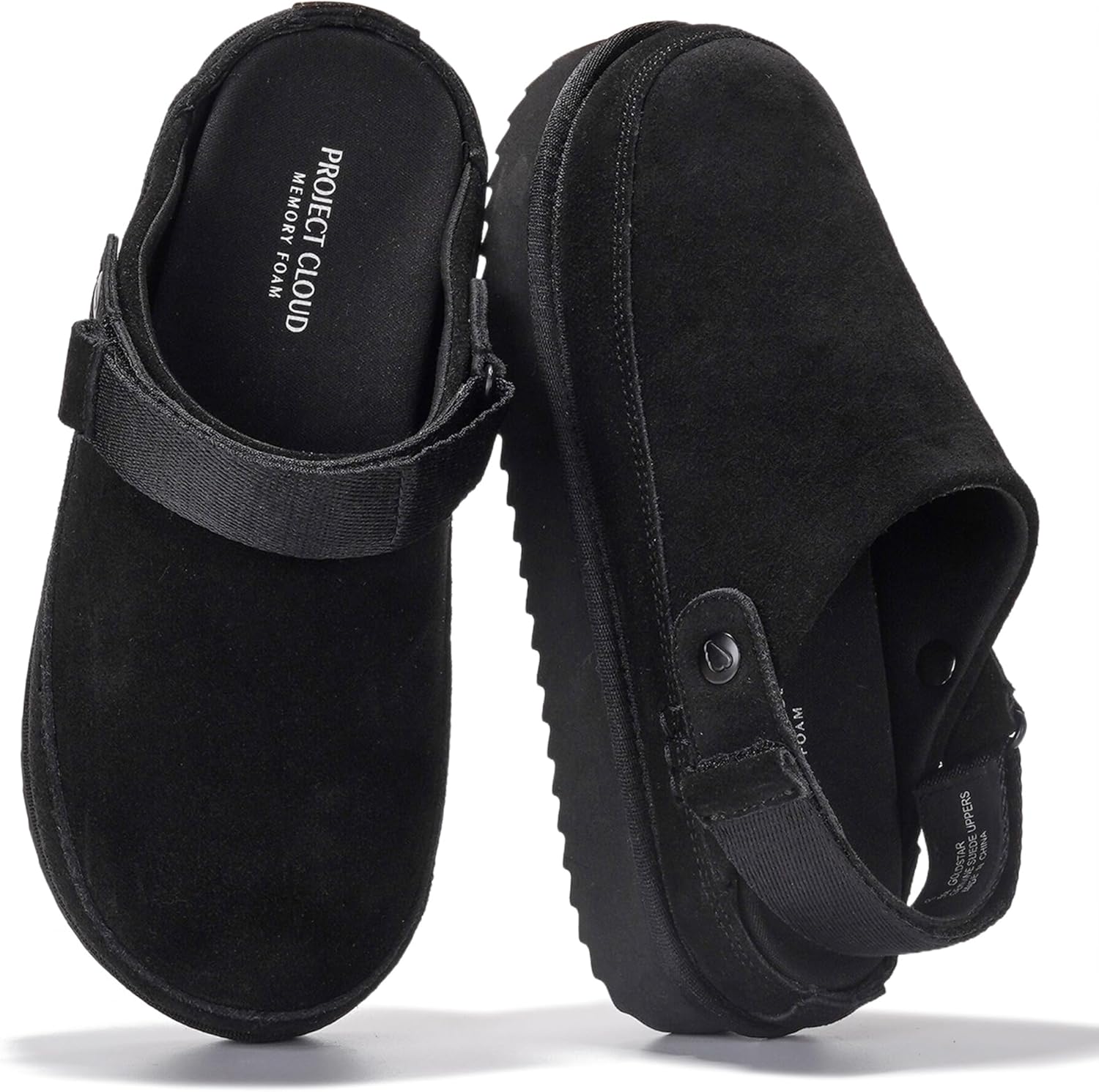 Genuine Suede Clogs for Women - Comfortable Memory Foam Mules