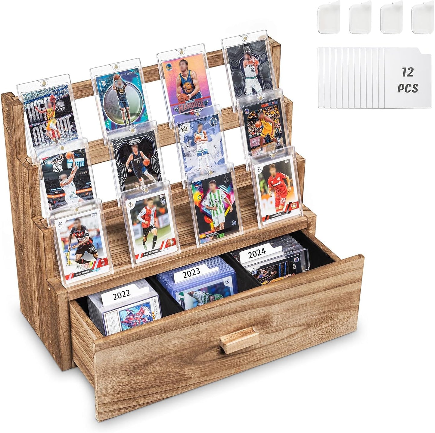 Rustic Trading Card Display Case for Sports Card Collection