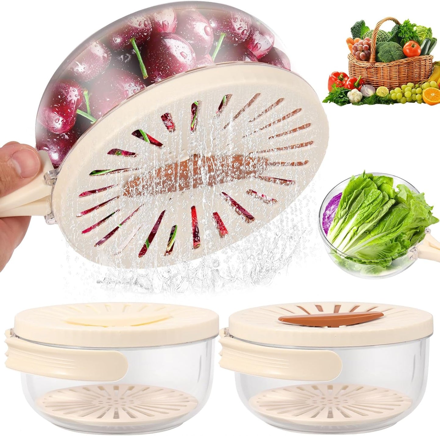 Fruit Washing Bowl Set - Strain & Store with Ease