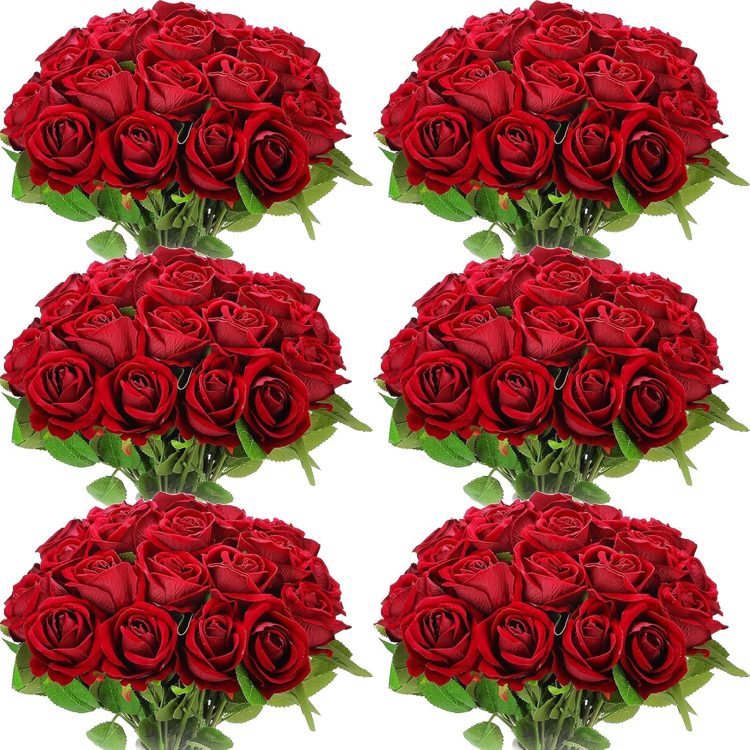 Jexine 50 Pcs Artificial Rose Flower Bulk for Home Wedding Decor