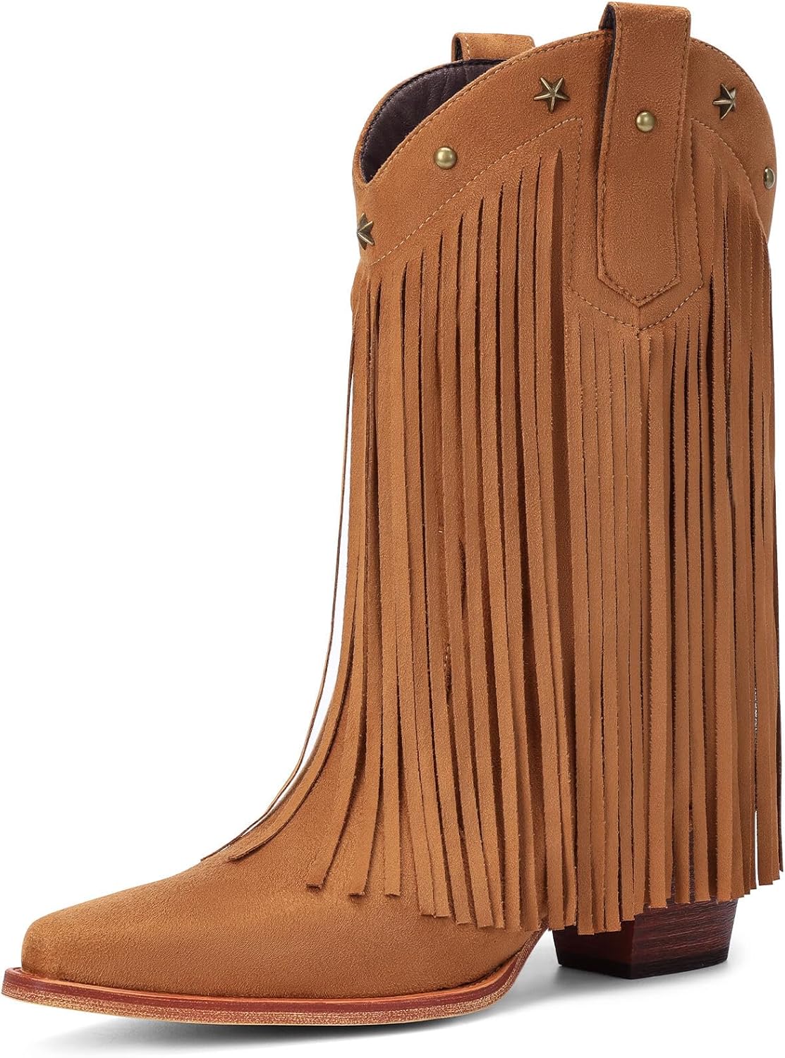 Fringe Cowboy Boots for Women with Star Studded Design