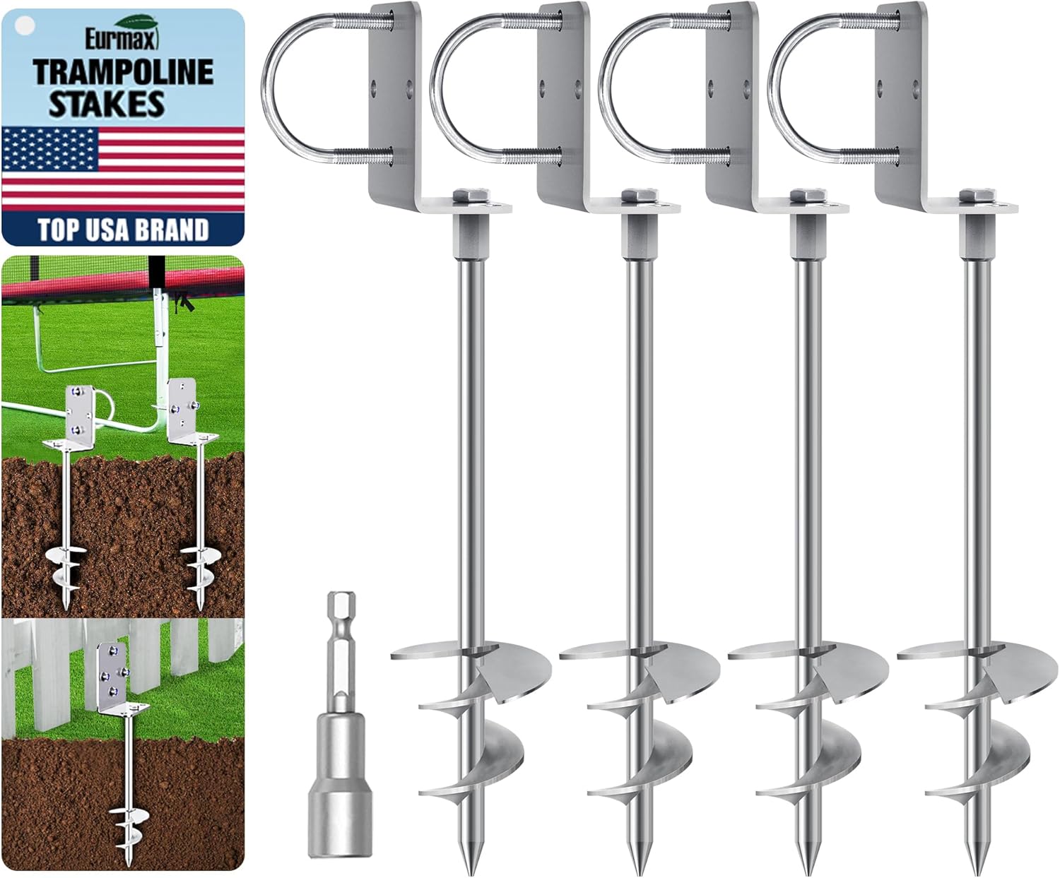 Heavy Duty Adjustable Ground Anchors for Trampolines and Sheds