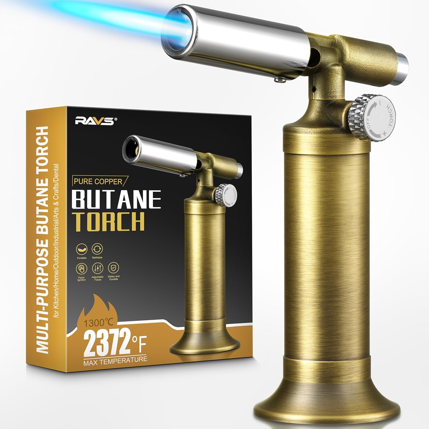 RAVS Copper Butane Torch Lighter for Cooking and Baking Needs
