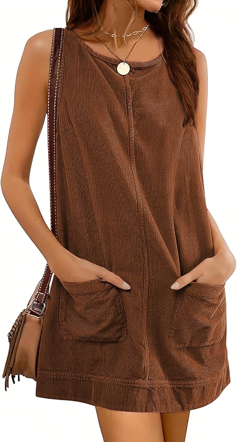 Hooever Women's Corduroy Overall Dress for Stylish Casual Wear