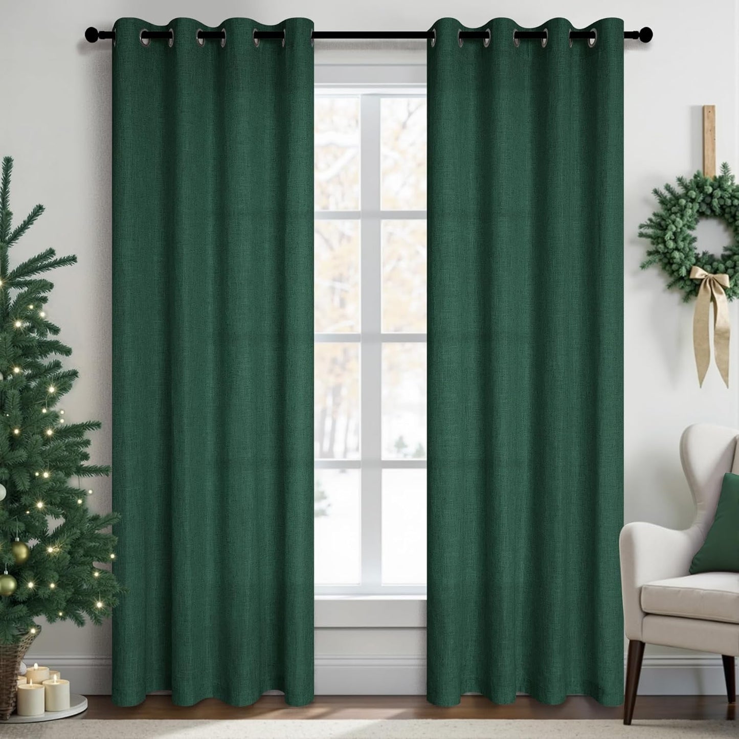 Pitalk 84 Sheer Emerald Green Curtains