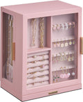 360 Rotating Jewelry Box with 5 Drawers - Vertical Display Organizer