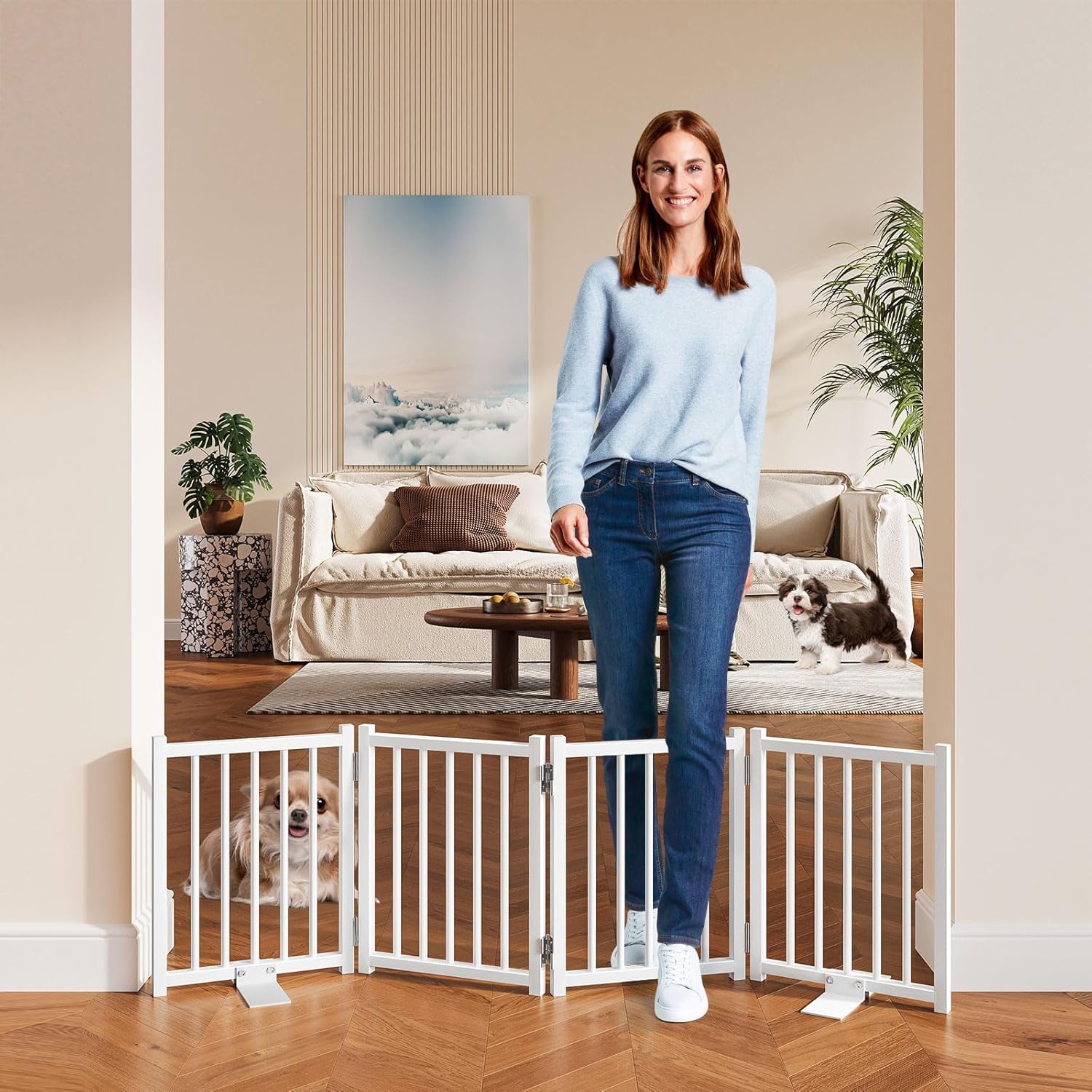 Snughome Indoor Dog Gate - 16 High Freestanding Pet Barrier