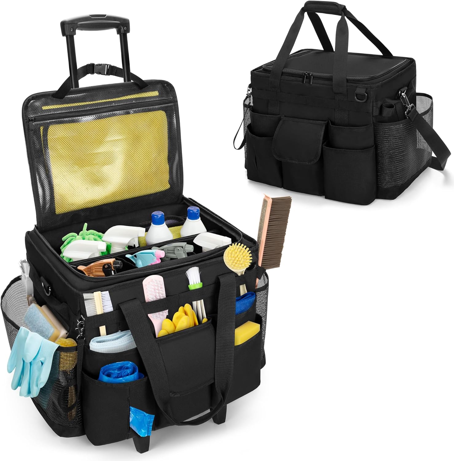 LoDrid Rolling Cleaning Caddy with Lid for Easy Organization