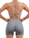Seamless Workout Sets for Women - Strappy Bra & High Waist Shorts
