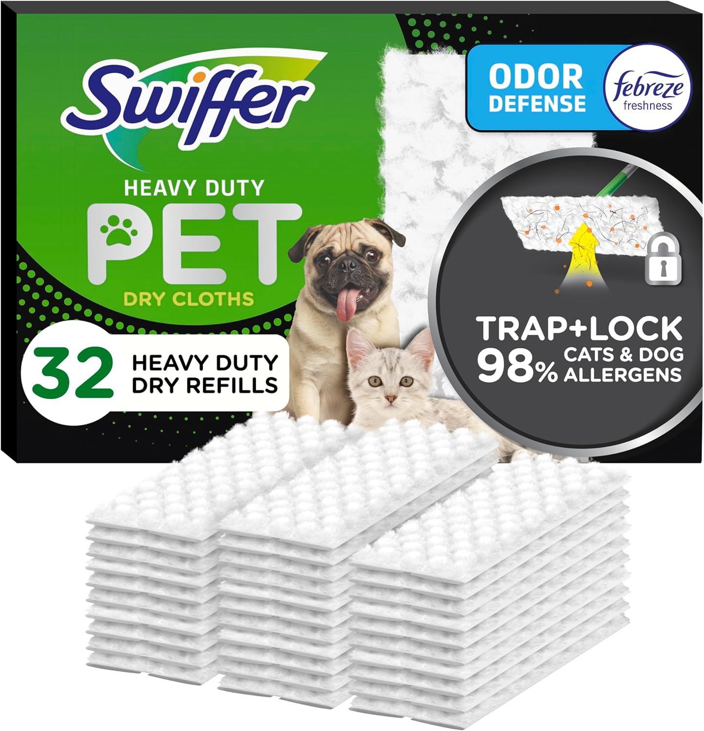 Swiffer Sweeper Pet 32-ct Refills, Febreze Odor Defense