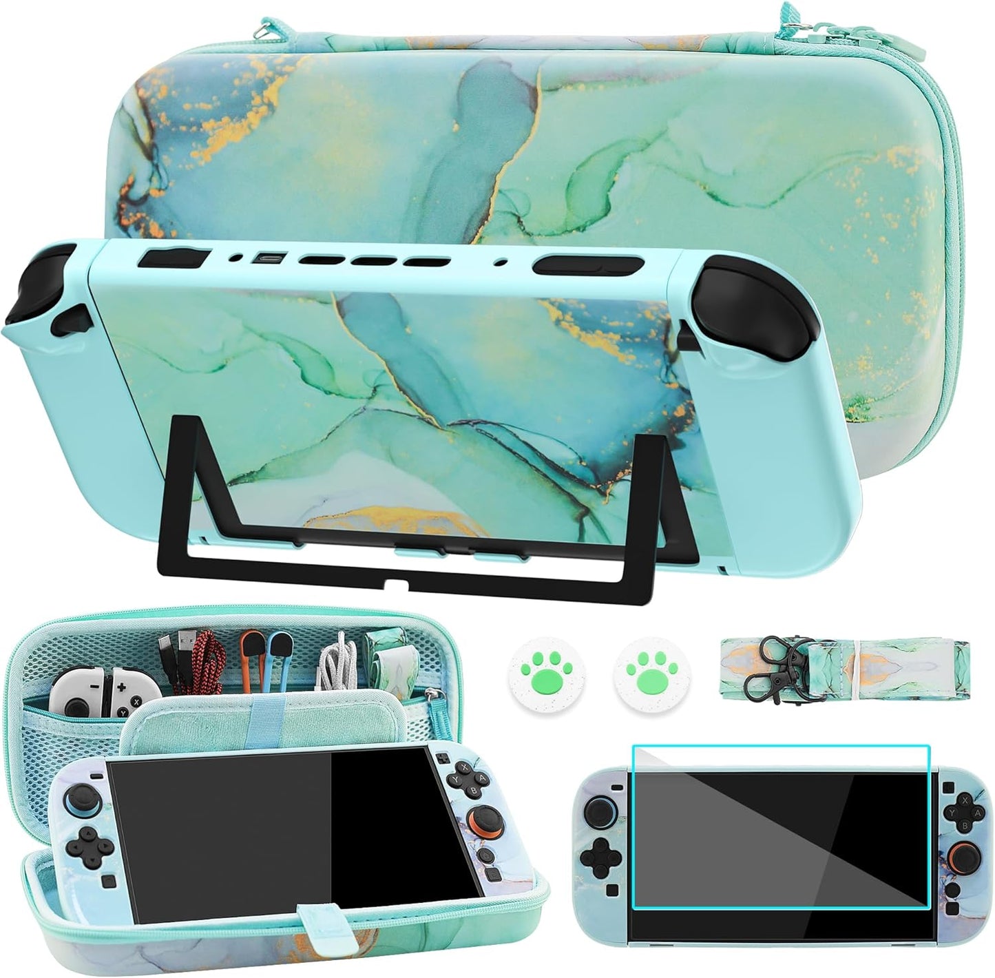 Green Marble Travel Carrying Case for Nintendo Switch 2 - Fun