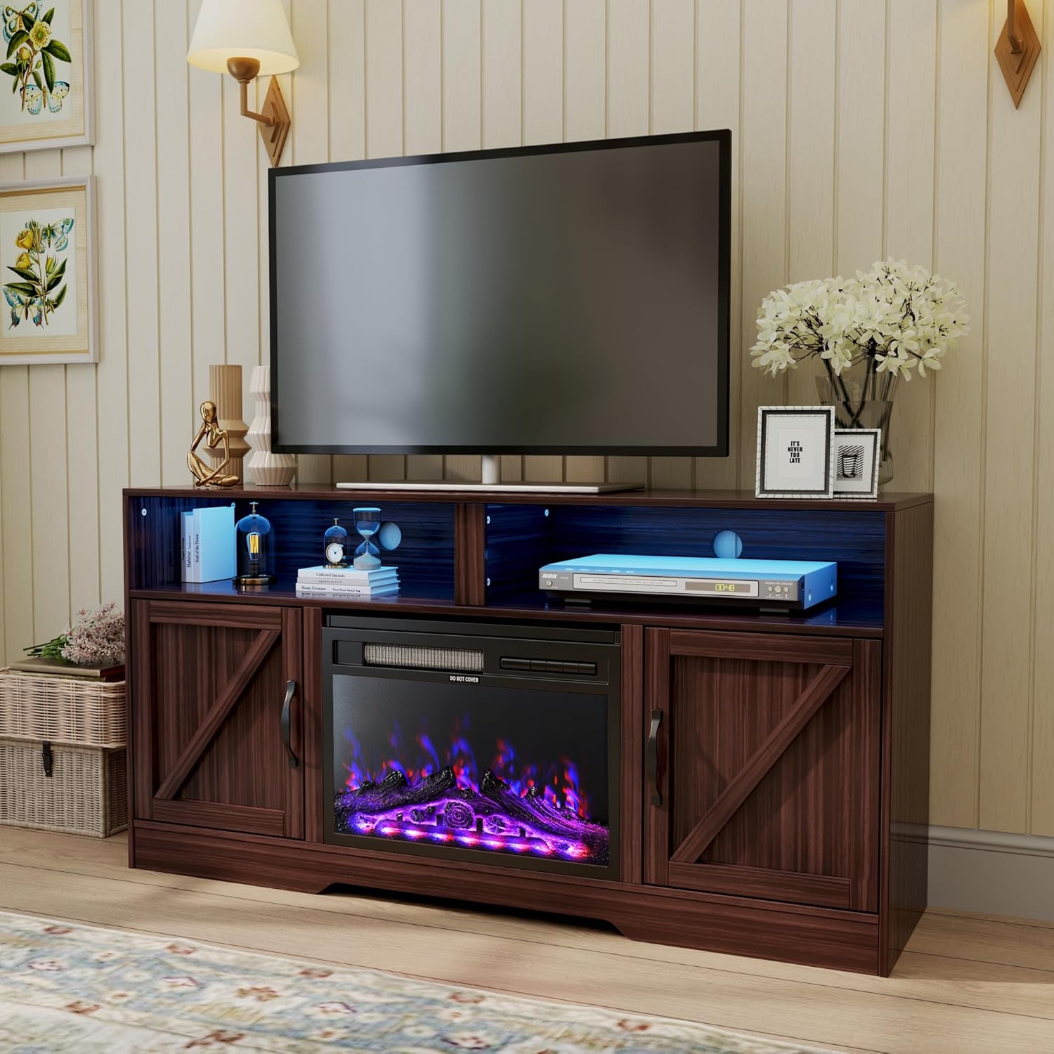 70 Fireplace TV Stand with LED Lights