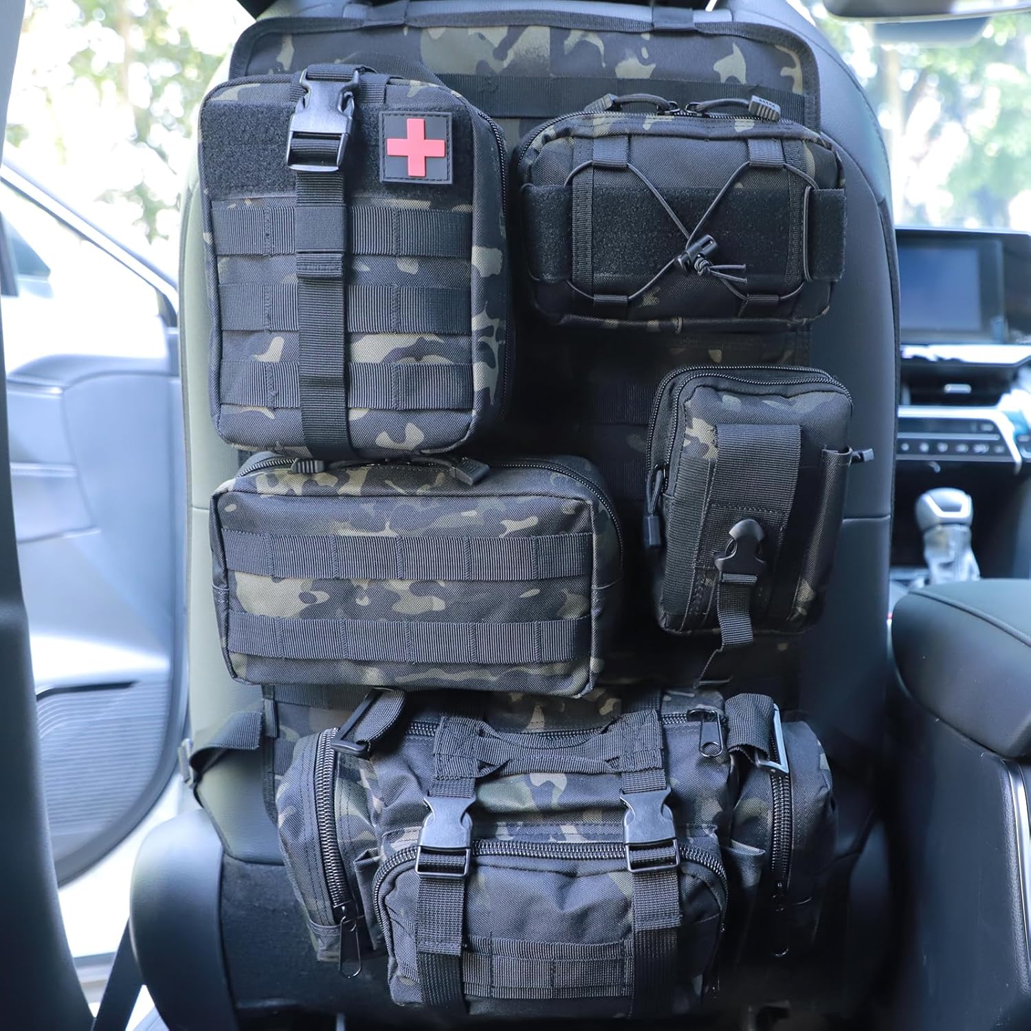 Universal Tactical Seat Back Organizer with Molle Pouches for Vehicles