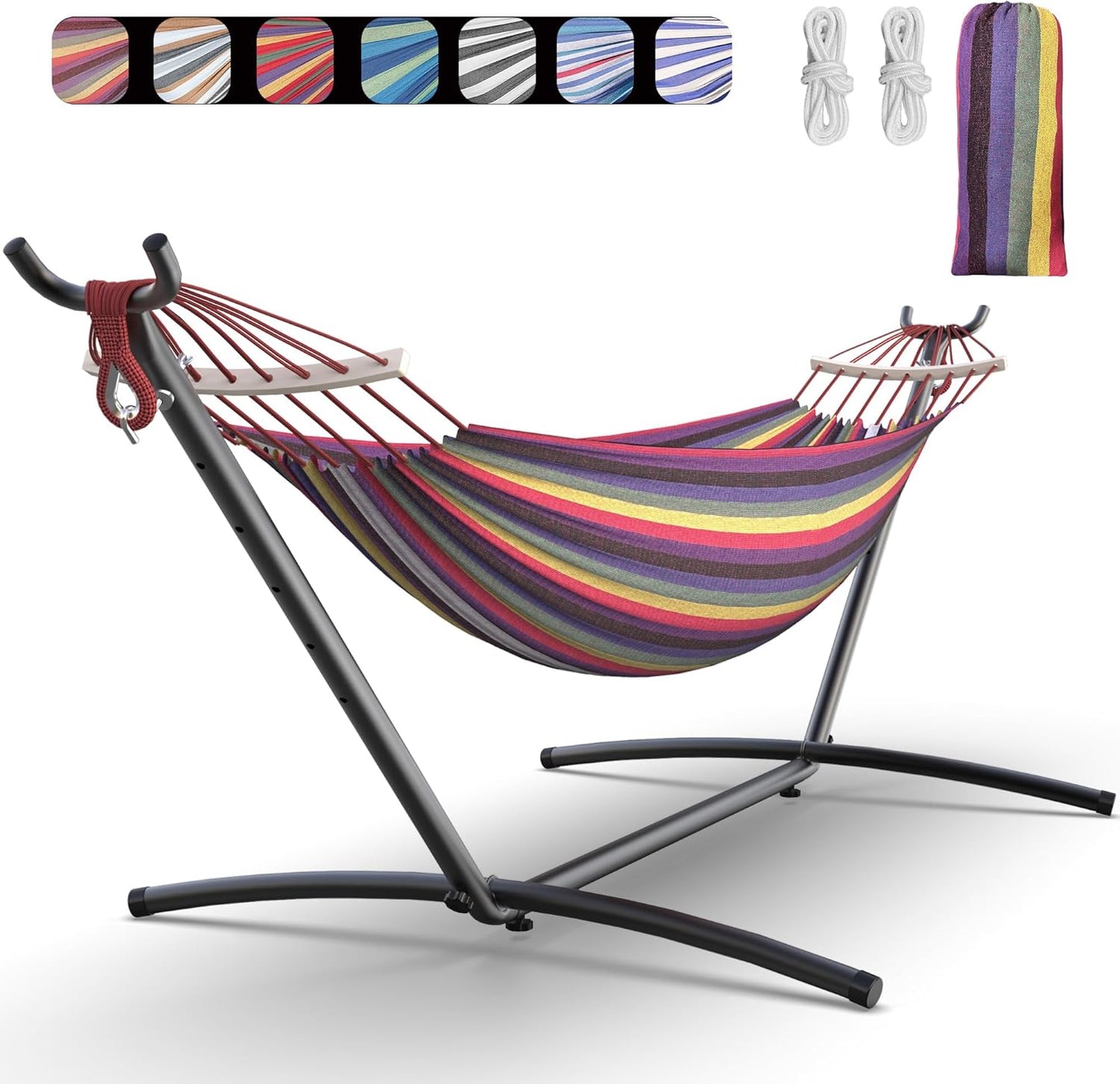 Double Hammock with Heavy-Duty Steel Stand for Ultimate Relaxation