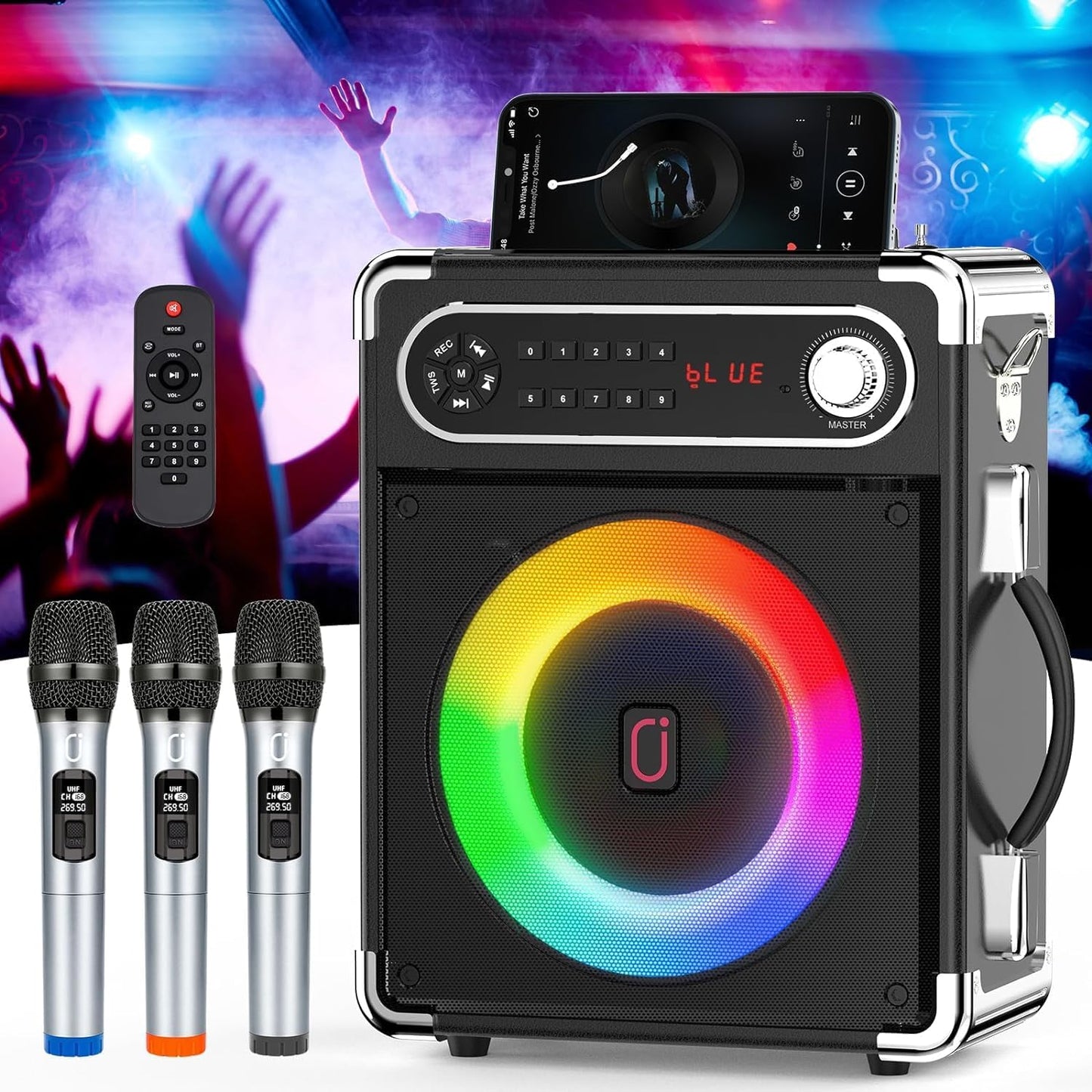 Ultimate Karaoke Party Speaker with 3 Wireless Mics