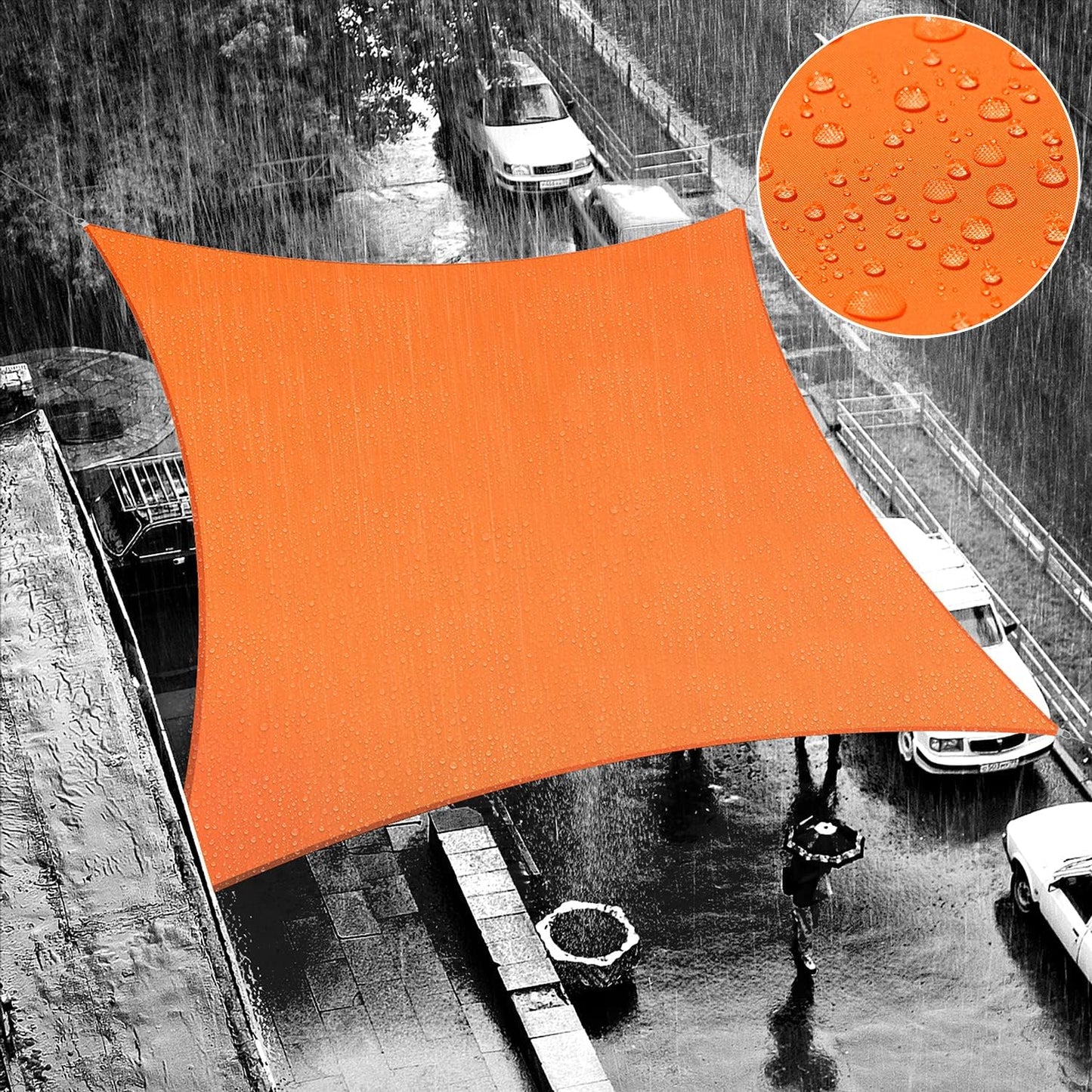 ShadeMart 8ft x 14ft Orange Waterproof Shade Sail for Outdoor Use