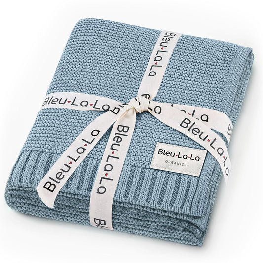 Organic Cotton Heritage Knit Receiving Blanket for Boys - Cozy Soft