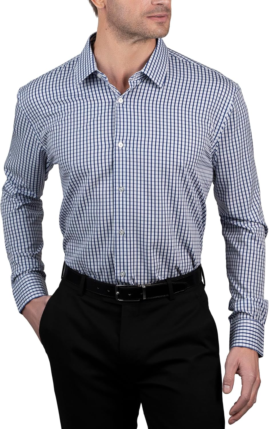 NAUTICA Men's Slim Fit Dress Shirt with 4-Way Stretch Fabric