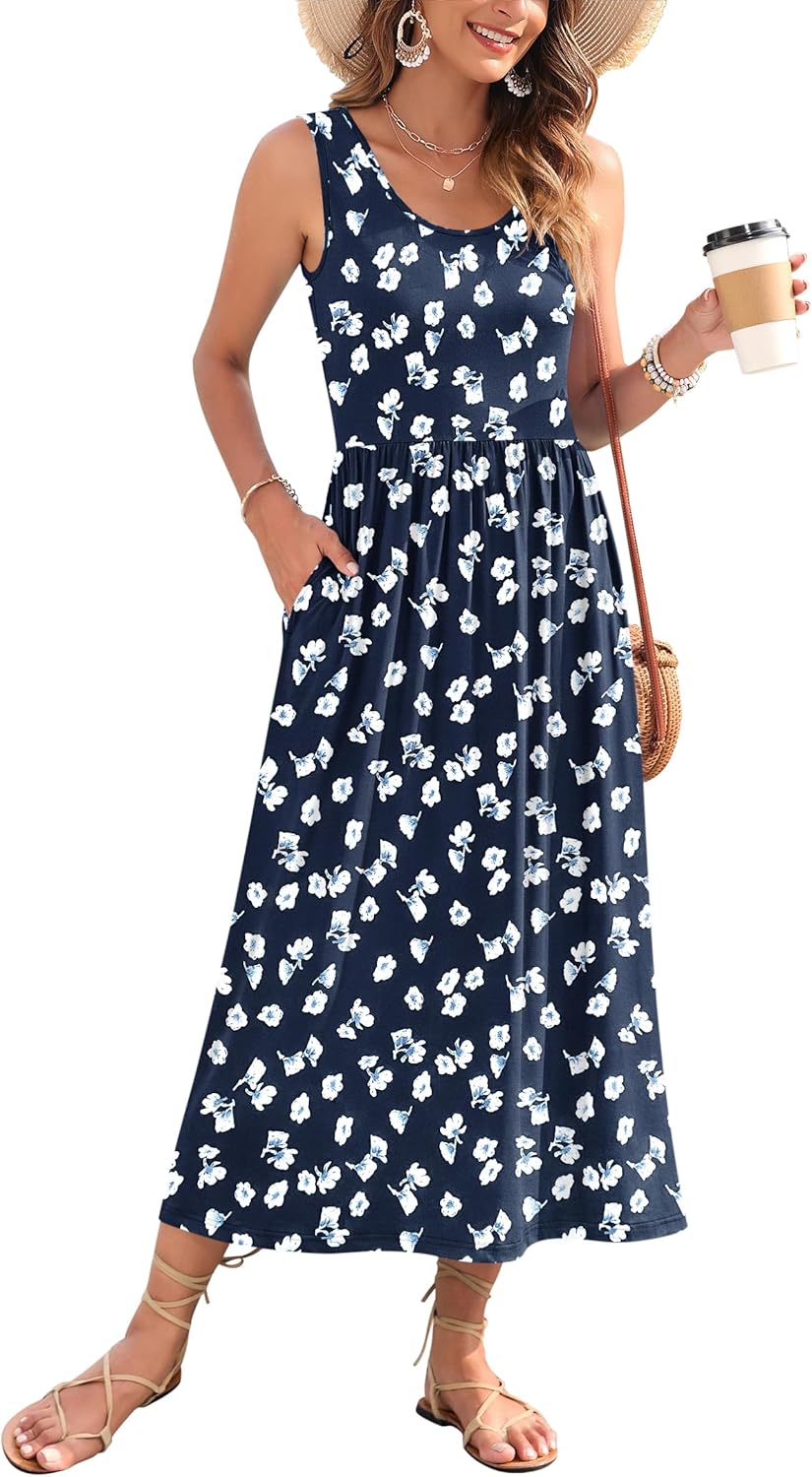 WNEEDU Women's Summer Maxi Dress for Beach and Vacation Fun