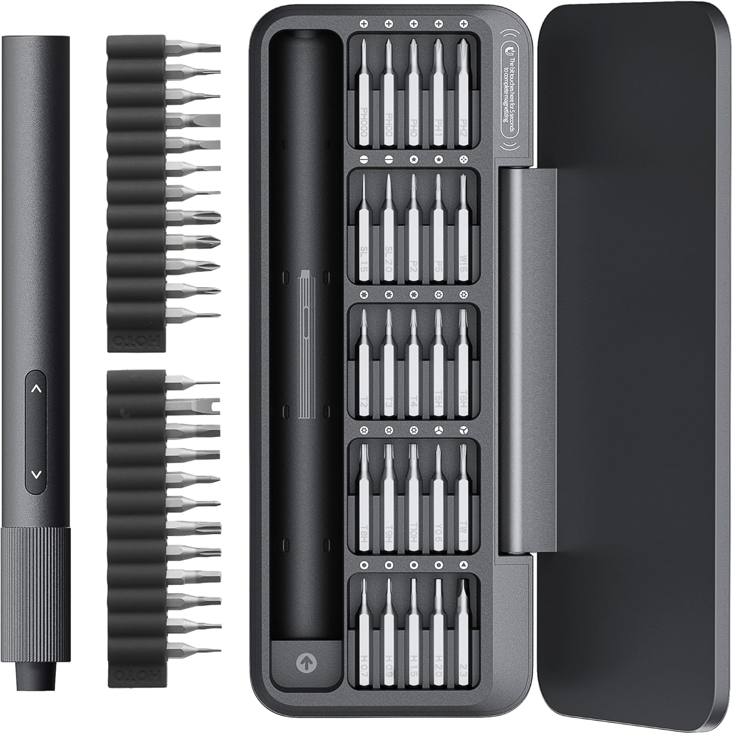 Electric Precision Screwdriver Set with Magnetic Storage & Bits