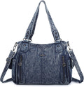 Top-Handle Hobo Tote for Women in Washed Vegan Leather - Roomy
