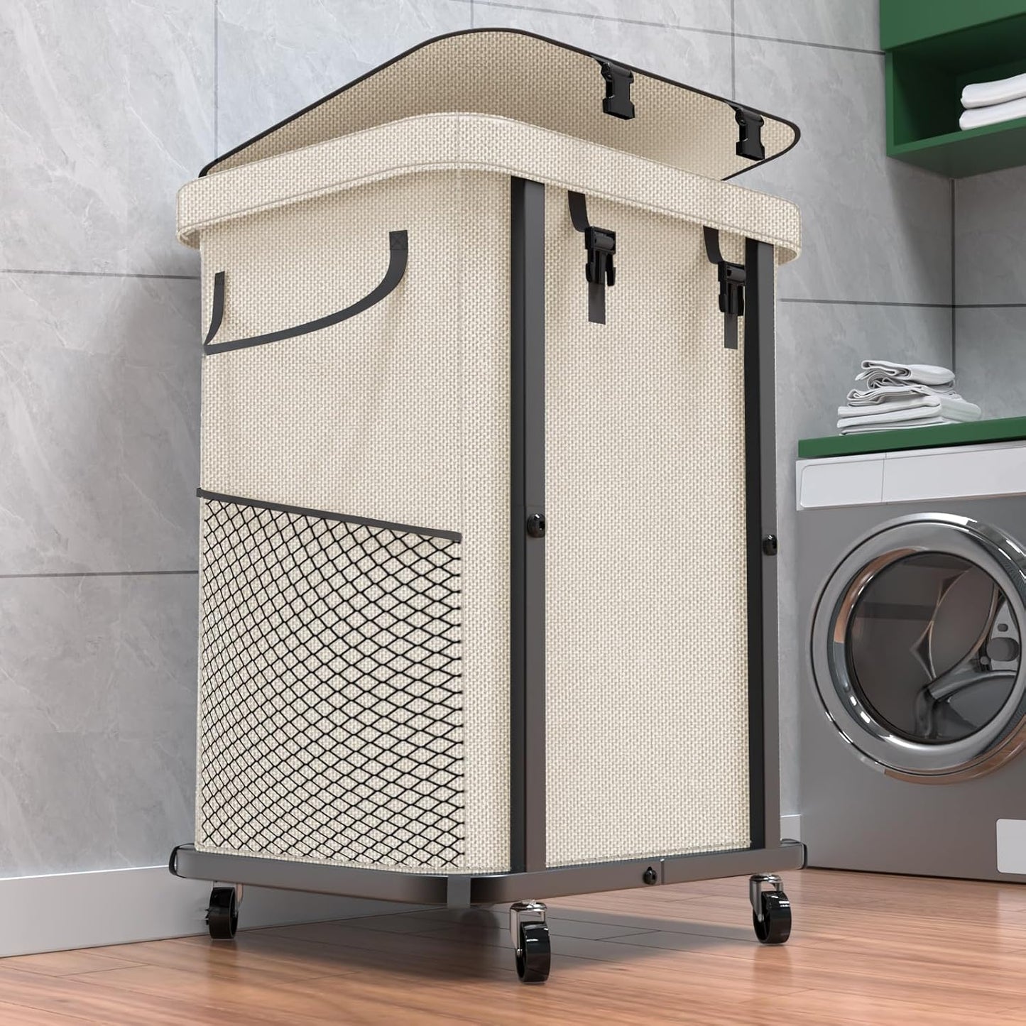 40 Gal High Grade Large Laundry Basket with Wheels for Easy Use
