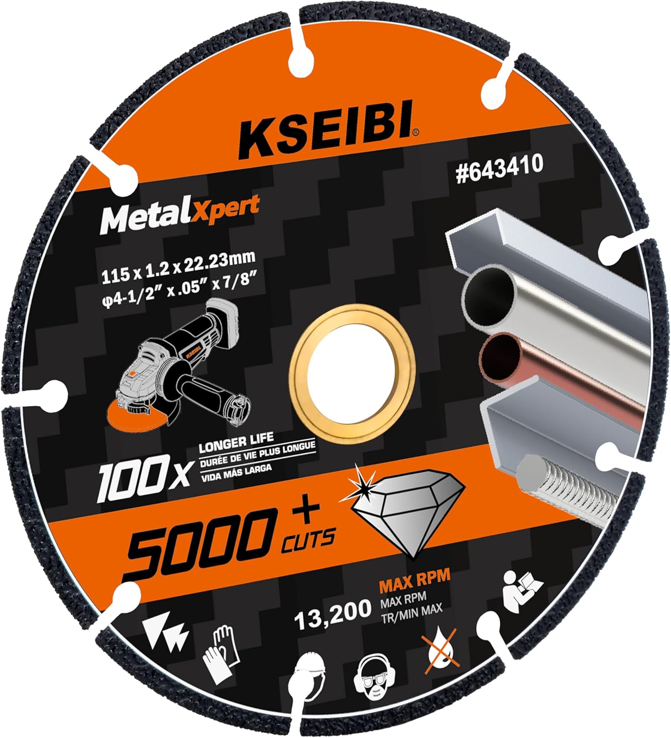 KSEIBI 643410 4-1/2 Diamond Cutting Wheel - 5000+ Cuts, Indestructible Disc