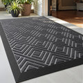 DEXI Front Door Mat 2x3 - Heavy Duty Rubber Backed Checkered Grey