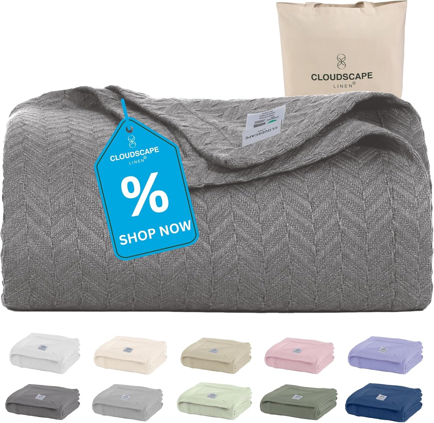 Cloud Scape Linen 100% Cotton Blanket for Cozy Winter Nights