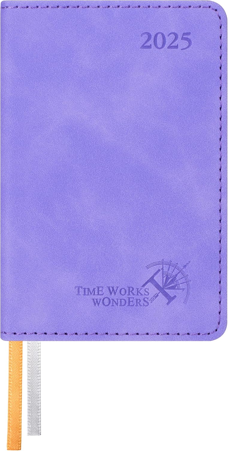 POPRUN 2025 Mini Pocket Calendar: Compact Size, Stylish Lilac Design!