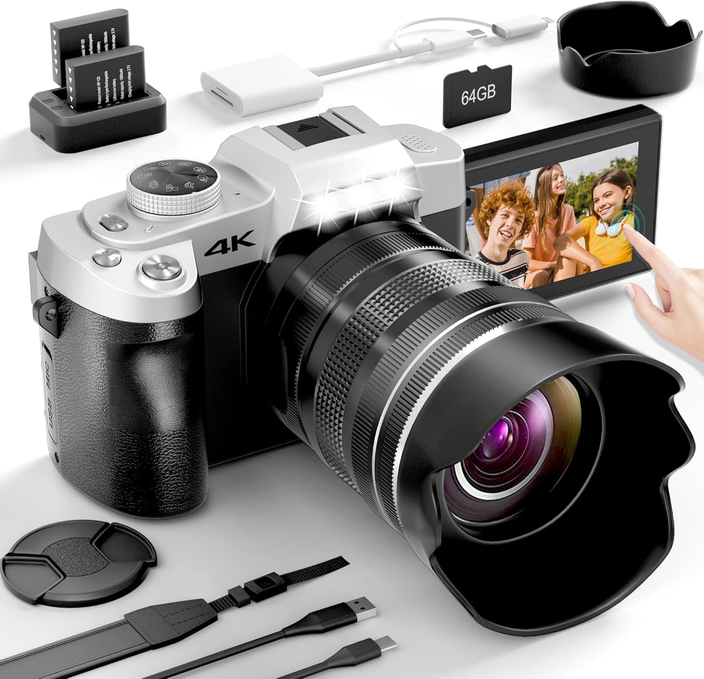 Yatao 75MP 4K Digital Camera with 10X Optical Zoom for Vlogging