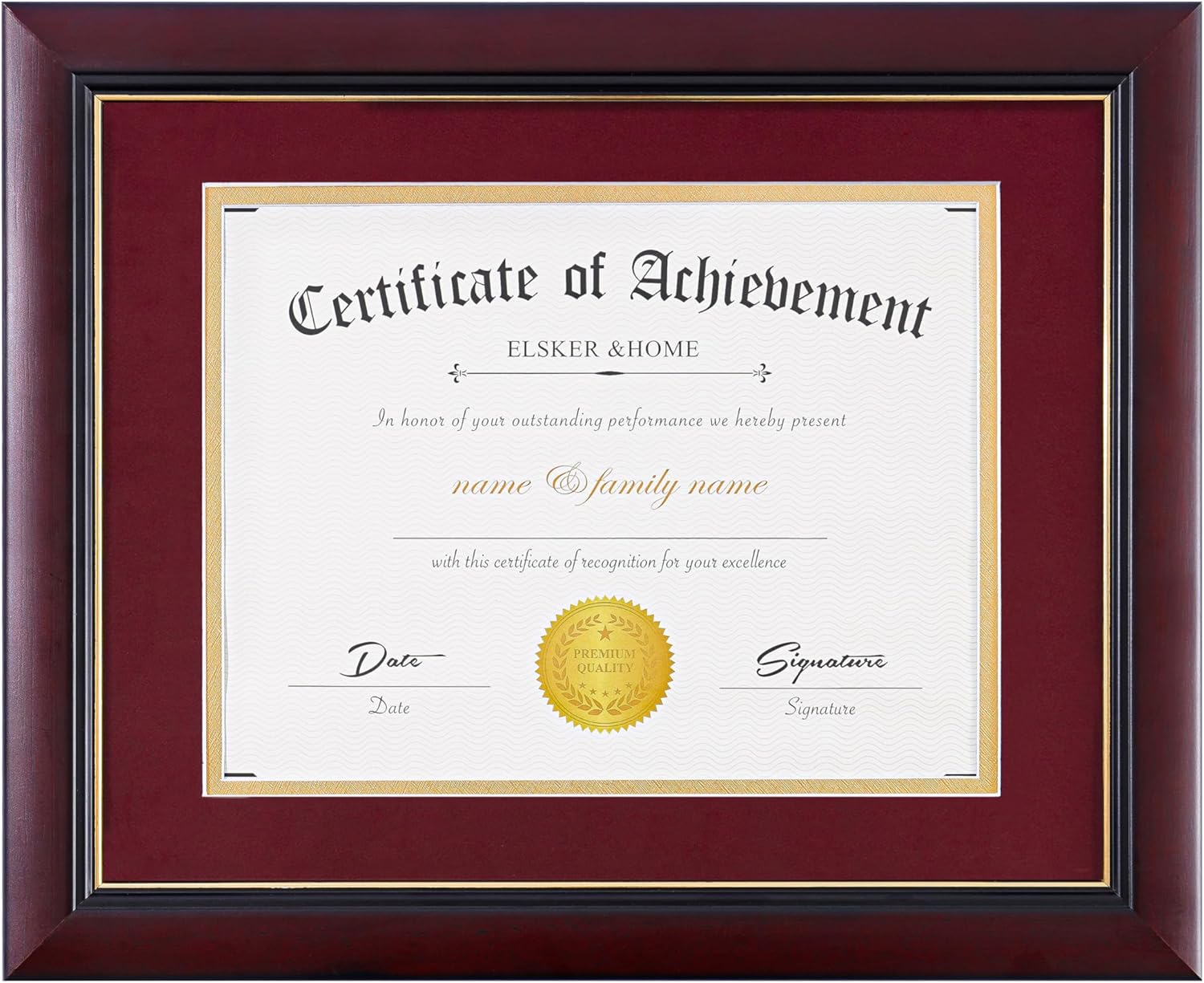 Elegant 8.5x11 Certificate Frame with Luxury Red Velvet Mat