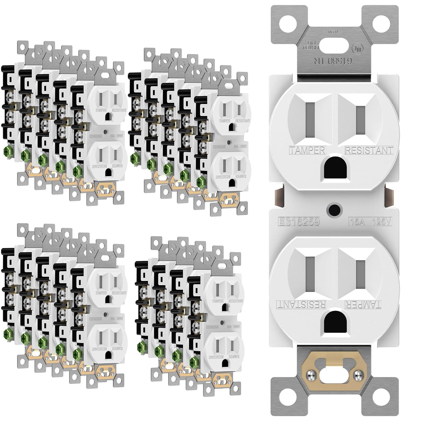ENERLITES Duplex Receptacle Outlet 20 Pack for Home Use
