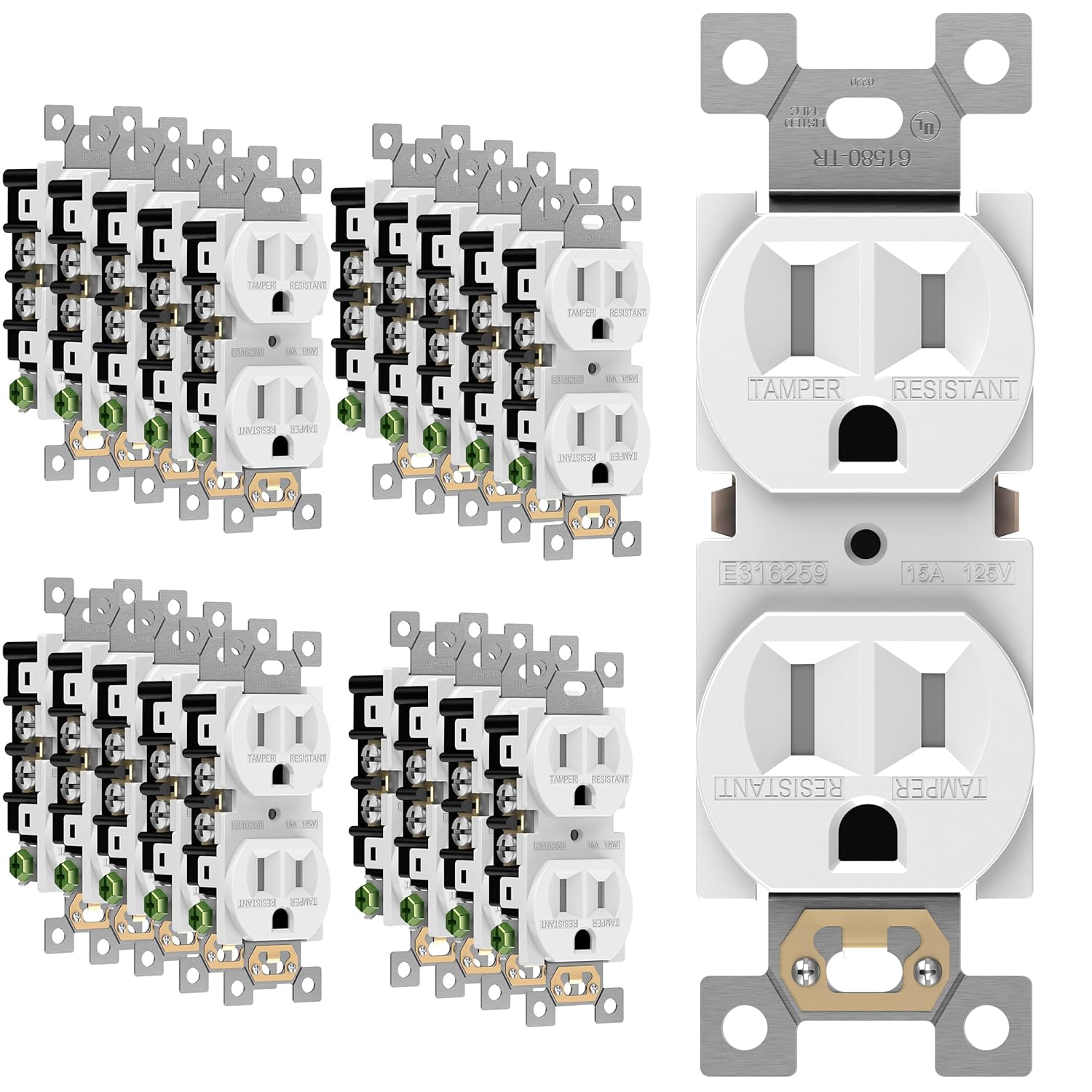 ENERLITES Duplex Receptacle Outlet 20 Pack for Home Use