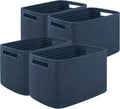 Storage Baskets for Organizing - Pack of 4 Woven Cotton Rope Bins