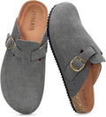 ZUSERIS Suede Clogs Wide Width Leather Mules - Comfort with Cork