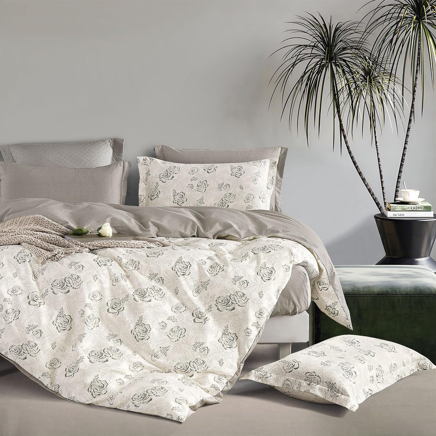 Vintage Botanical Cotton Comforter King Size Set with Floral Design