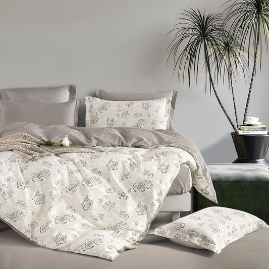 Vintage Botanical Cotton Comforter King Size Set with Floral Design