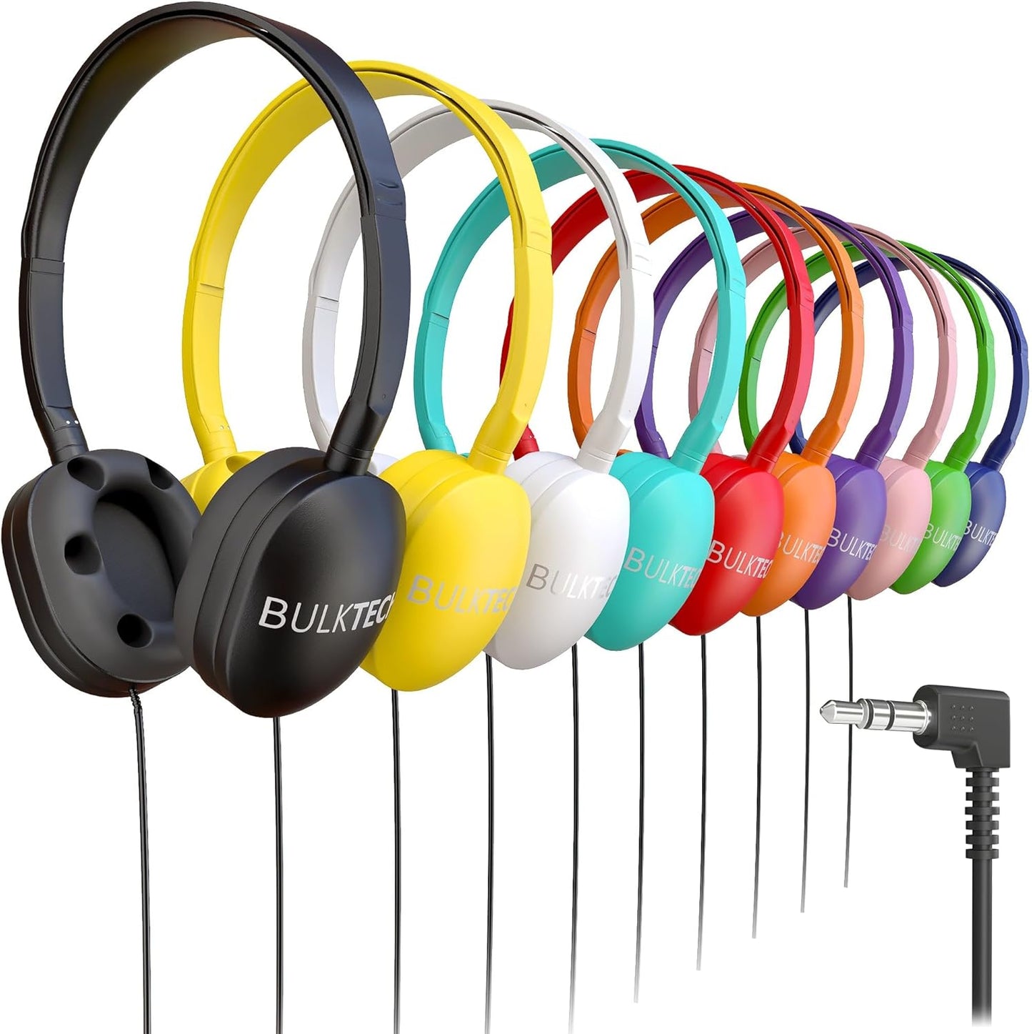30 Pack Bulk Wired On-Ear Rubber Headphones for All Devices