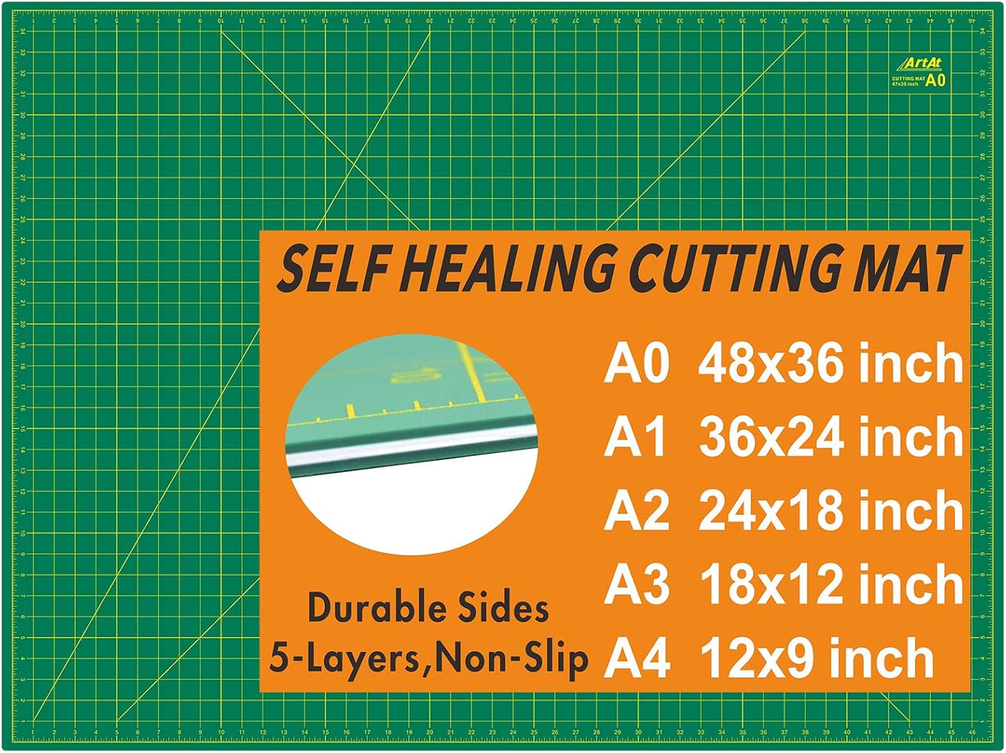 ArtAt Self Healing Cutting Mat 48x36 for Crafting and Quilting