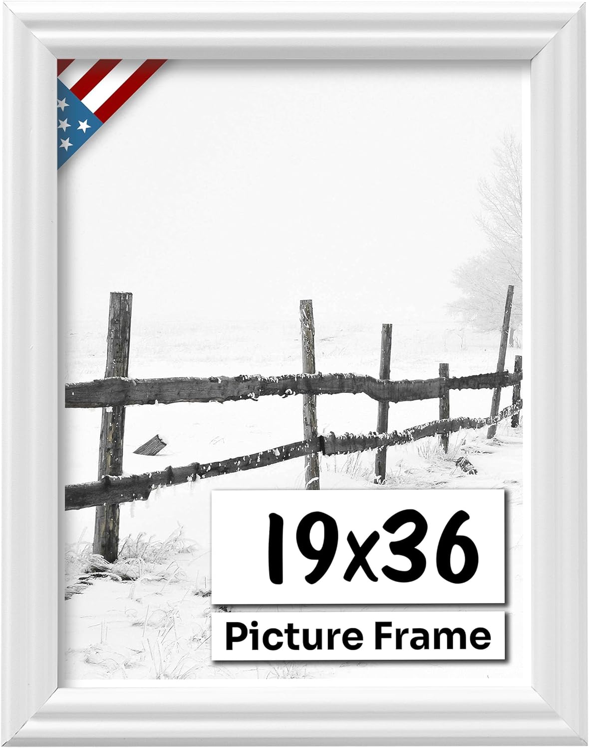 White 19x36 Picture Frame with UV-Blocking Plexiglass for Art