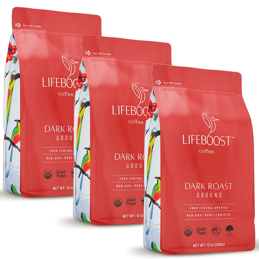 Low Acid Dark Roast 3 Pack - Organic Mycotoxin Tested Coffee