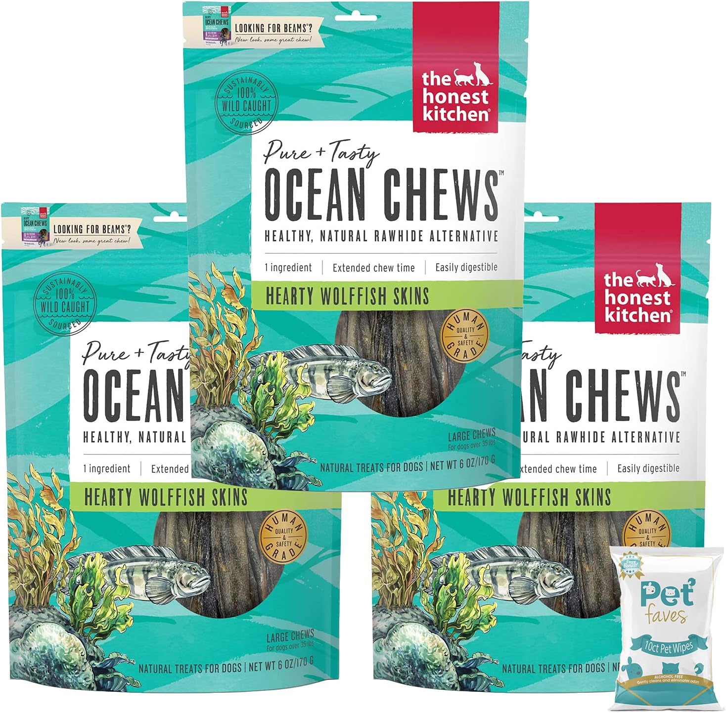 The Honest Kitchen Wolffish Ocean Chews Grain Free Dog Treats